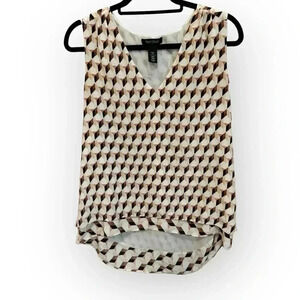 NWOT WHBM | 100% Silk High-Low Geometric Print Blouse (S)